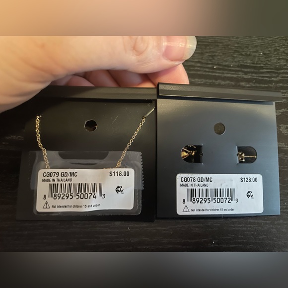 Coach Rainbow Paved Now Tie Pendant Necklace and matching Earring bundle NWT - Picture 6 of 6